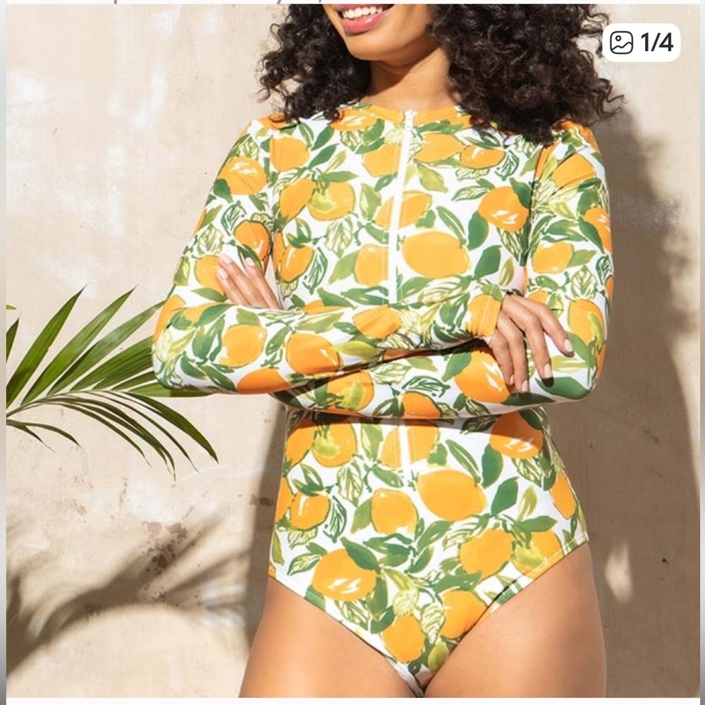 OTTO Orange and Green Citrus Print Swimsuit, impeccable like new.